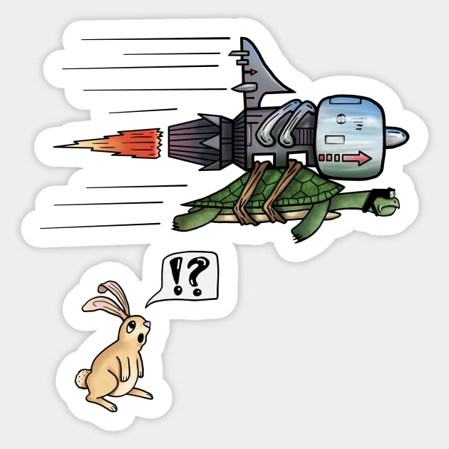 Turbo Tortoise & The Hare Sticker by Daniel Ranger
